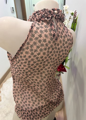 Pembe Fırfırlı Mini Bohem Bluz - Görsel 4