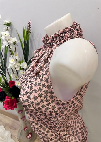 Pembe Fırfırlı Mini Bohem Bluz - Görsel 3