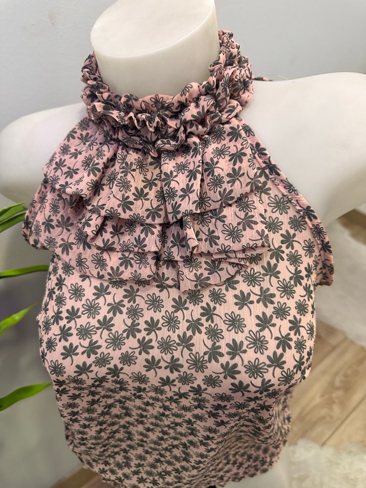 Pembe Fırfırlı Mini Bohem Bluz - Görsel 2