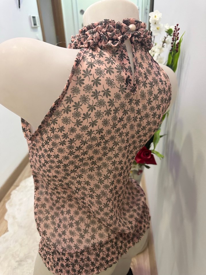 Pembe Fırfırlı Mini Bohem Bluz - Görsel 4