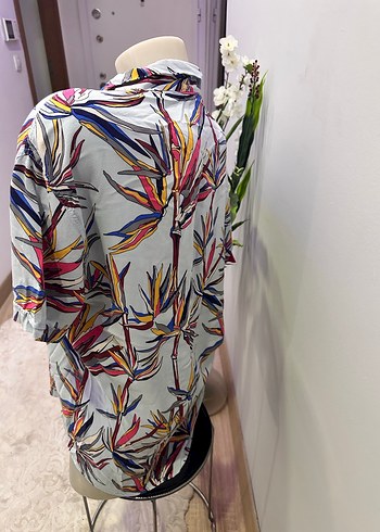 Çok Renkli V Yaka Mini Gömlek - Görsel 4