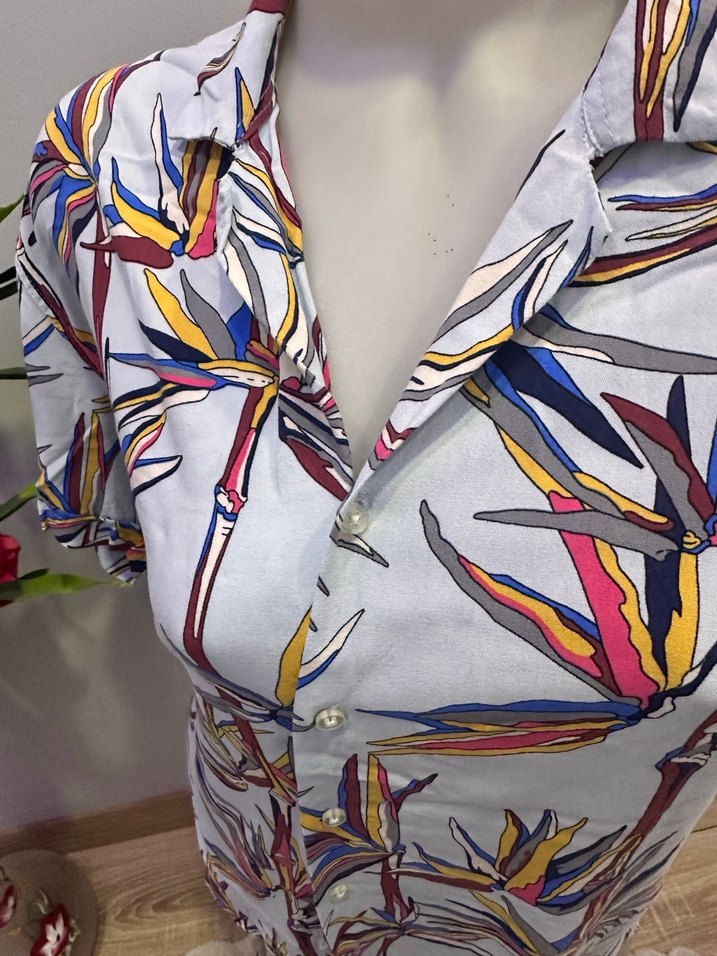 Çok Renkli V Yaka Mini Gömlek - Görsel 3