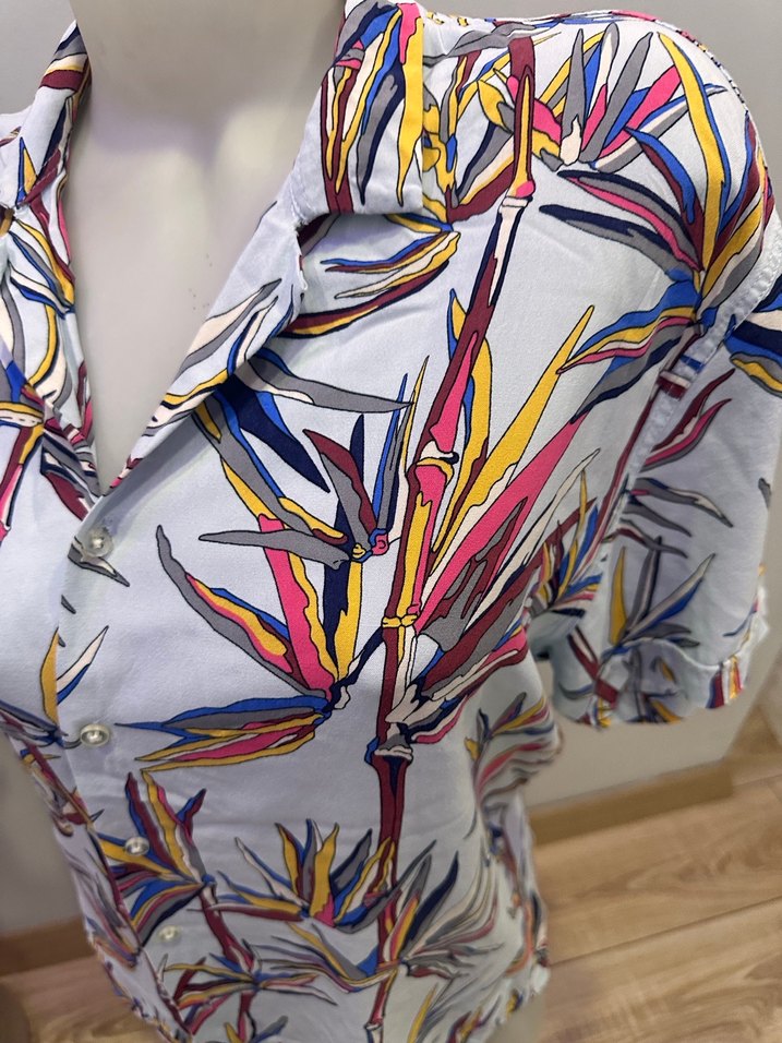 Çok Renkli V Yaka Mini Gömlek - Görsel 2