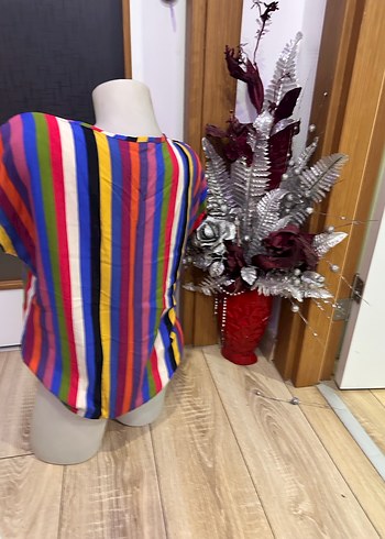 Renkli kumaş şık bluz - Görsel 3