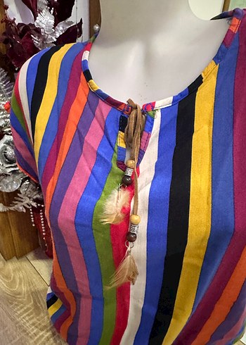 Renkli kumaş şık bluz - Görsel 2