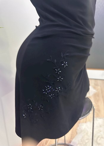 Drapeli Siyah Straplez  askılı üst giyim - Görsel 5