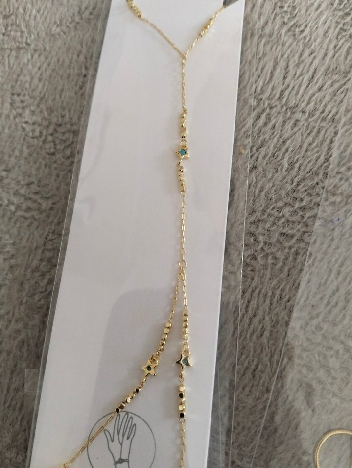 Altın Renk Zincir Detaylı Kadın El Zinciri - Görsel 3