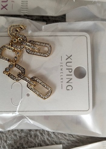 Altın Renkli Mini , zirkon taşlı,xuping Küpeler - Görsel 3