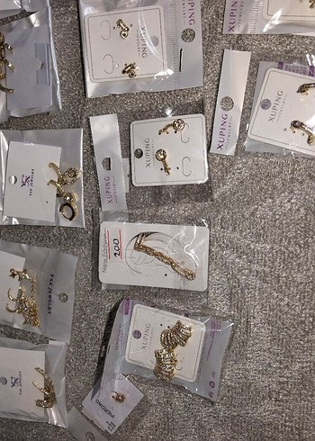 Altın Renkli Mini , zirkon taşlı,xuping Küpeler - Görsel 10