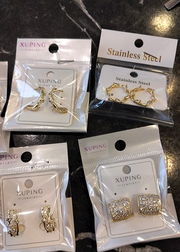 Altın Renkli Mini , zirkon taşlı,xuping Küpeler - Görsel 20