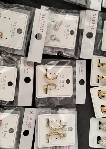 Altın Renkli Mini , zirkon taşlı,xuping Küpeler - Görsel 19