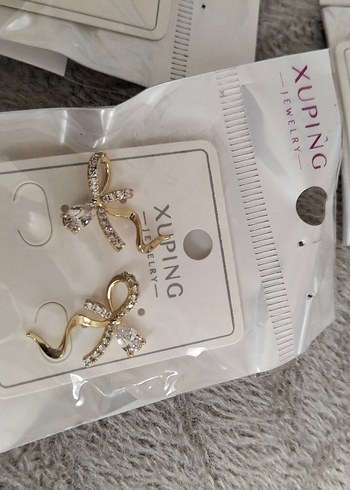 Altın Renkli Mini , zirkon taşlı,xuping Küpeler - Görsel 11