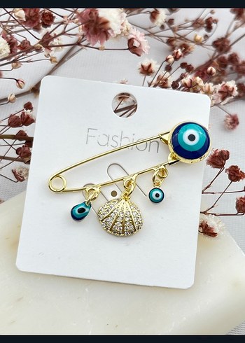 Boncuklu Mavi Nazar Boncuğu Broş - Görsel 3