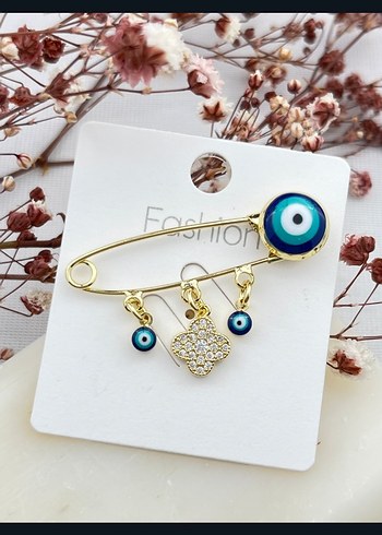 Boncuklu Mavi Nazar Boncuğu Broş - Görsel 5