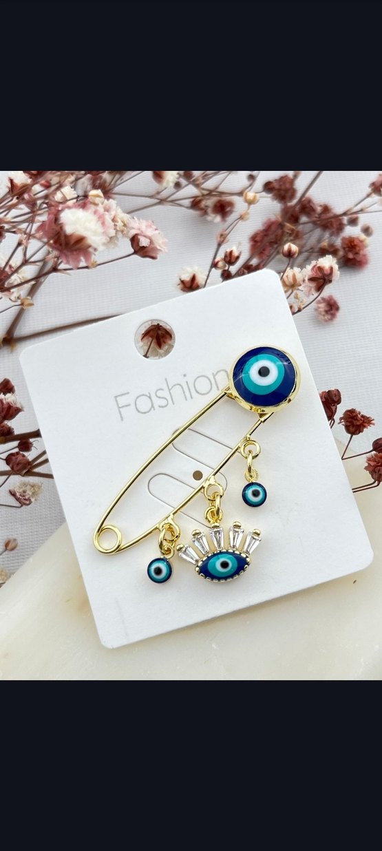 Boncuklu Mavi Nazar Boncuğu Broş - Görsel 2