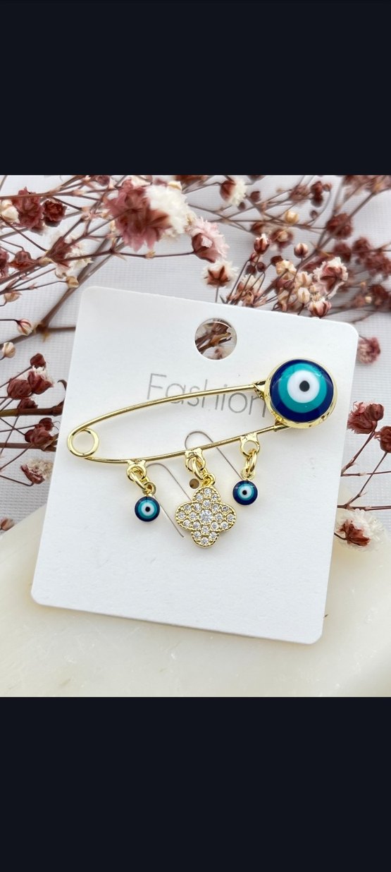 Boncuklu Mavi Nazar Boncuğu Broş - Görsel 5