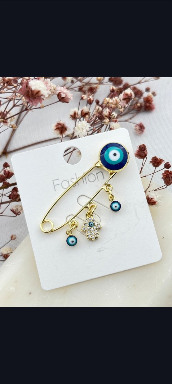 Altın Renkli Mini Boncuklu Bohem yaka iğnesi - Görsel 2