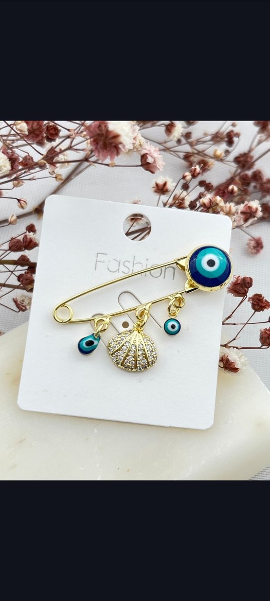 Altın Renkli Mini Boncuklu Bohem yaka iğnesi - Görsel 3