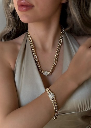 Zincir Detaylı Parlak Xuping set - Görsel 5