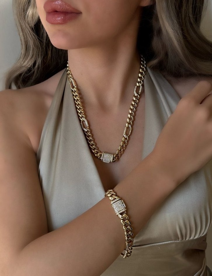 Zincir Detaylı Parlak Xuping set - Görsel 5