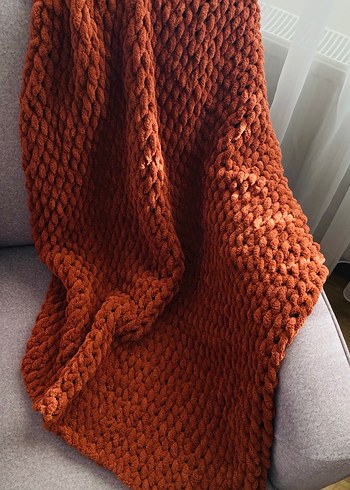 Tarçın renkli  Örgü Çocuk Battaniyesi - Görsel 2