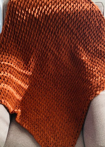 Tarçın renkli  Örgü Çocuk Battaniyesi - Görsel 3