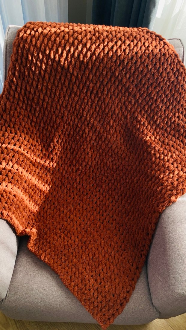 Tarçın renkli  Örgü Çocuk Battaniyesi - Görsel 3