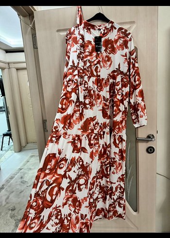 Diğer Bohem Tarz Uzun Kırmızı Batik Elbise