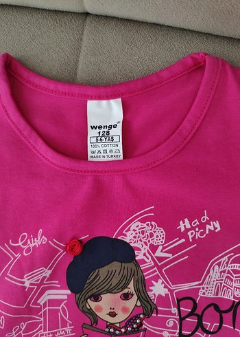 Diğer Kız Çocuk Pembe Baskılı Kısa Kollu Tişört