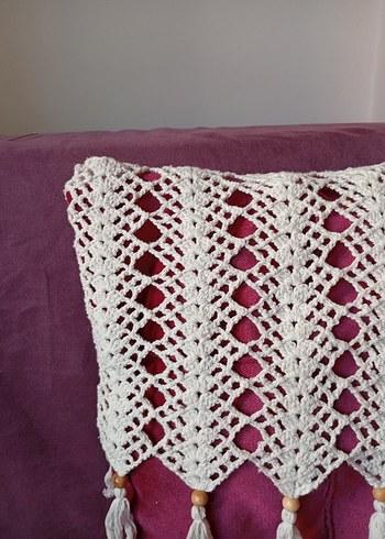 Renkli Nakışlı Bohem Beyaz Kırlent - Görsel 4