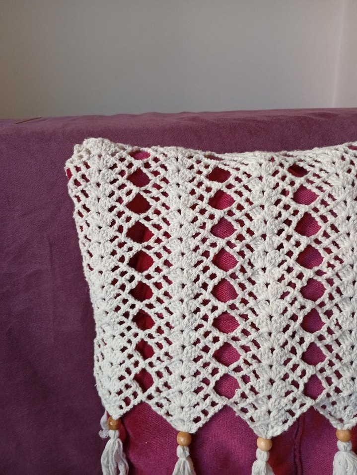 Renkli Nakışlı Bohem Beyaz Kırlent - Görsel 4