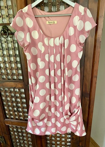 Puantiyeli Pembe şeker Elbise  - Görsel 4