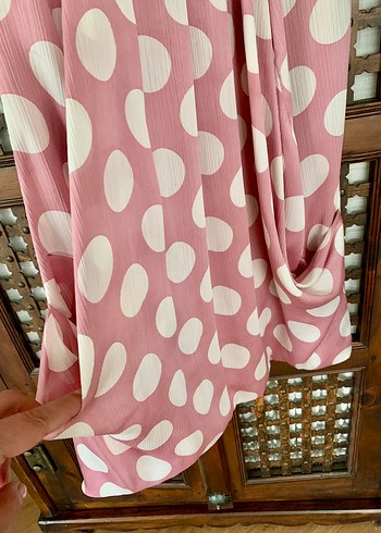 Puantiyeli Pembe şeker Elbise  - Görsel 7