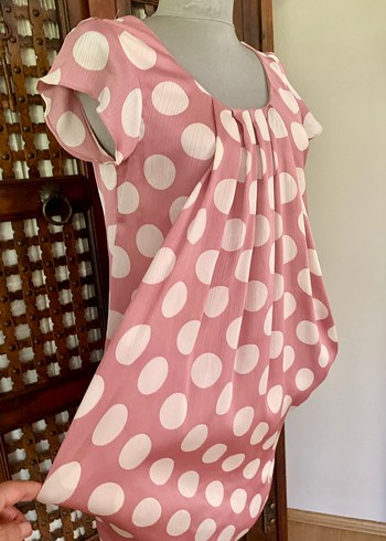 Puantiyeli Pembe şeker Elbise  - Görsel 3