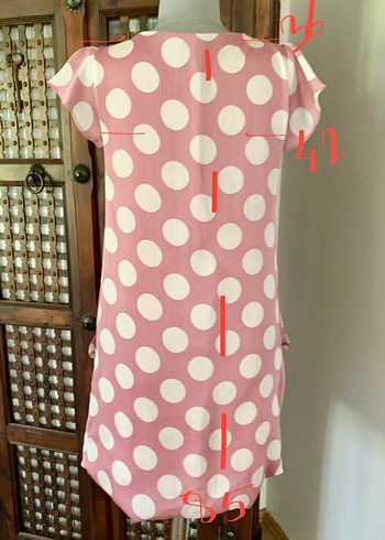 Puantiyeli Pembe şeker Elbise  - Görsel 5