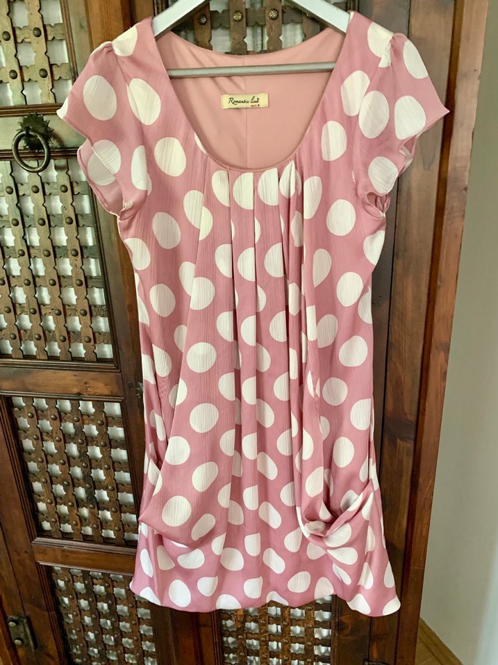Puantiyeli Pembe şeker Elbise  - Görsel 4