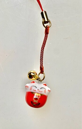 Maneki Neko porselen şans kedisi Anahtarlık