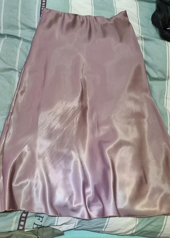 pembe saten midi etek