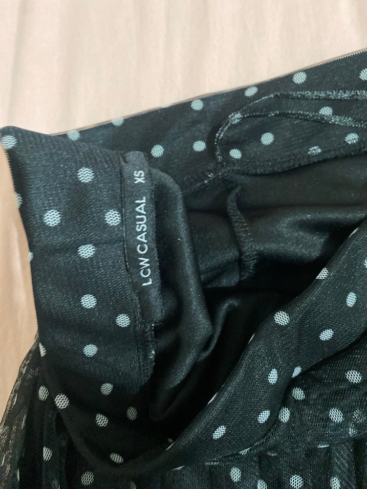 Mavi Puantiyeli Drapeli Midi  Etek - Görsel 3