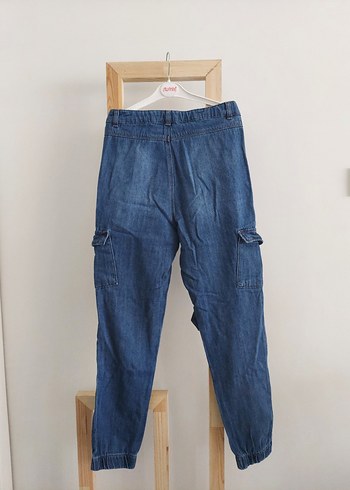 LC Waikiki Kız Çocuk Lacivert Batik Desenli Kemerli Jean