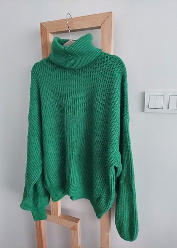 Yeşil Boğazlı Örgü Kadın Kazak - Görsel 6