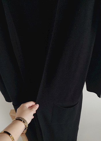 Siyah Uzun Kollu Kadın Hırka - Görsel 5