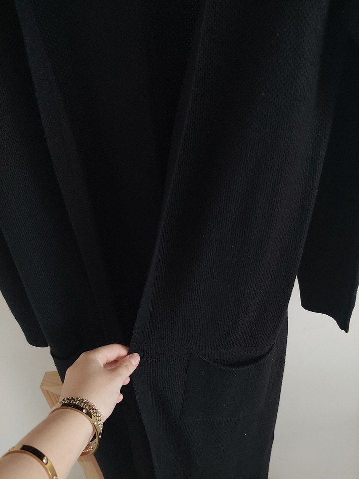 Siyah Uzun Kollu Kadın Hırka - Görsel 5