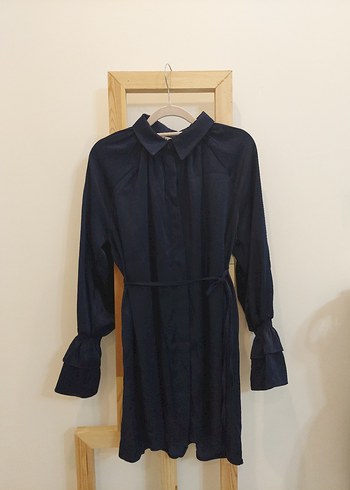 Lacivert Kışlık Saten Kadın tunik - Görsel 4