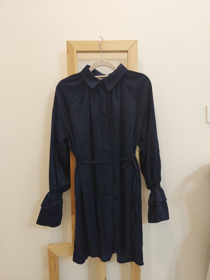 Lacivert Kışlık Saten Kadın tunik - Görsel 4