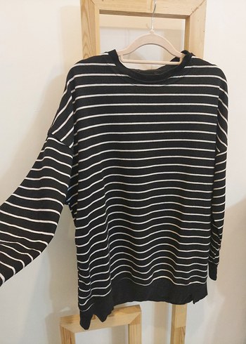 Siyah Beyaz Çizgili Uzun Kollu Kadın Tunik - Görsel 4