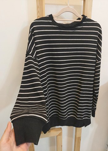 Siyah Beyaz Çizgili Uzun Kollu Kadın Tunik - Görsel 3