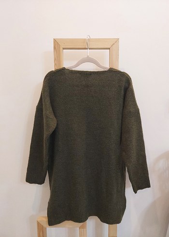 Kadın Yeşil V Yaka Örgü Yün Kazak - Görsel 2