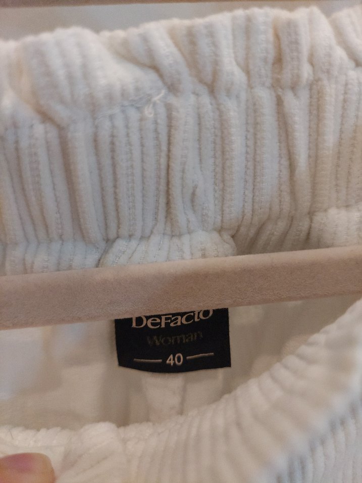 Beyaz Keten Kadın Pantolon - Görsel 4