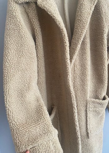 Bej Kadın Midi Peluş Kaban - Görsel 5